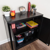 Cabinete de armazenamento de metal dobrável de 2 prateleira com rodas, armário de armário dobrável de espaço grande para escritório em casa pequeno armário de arquivo