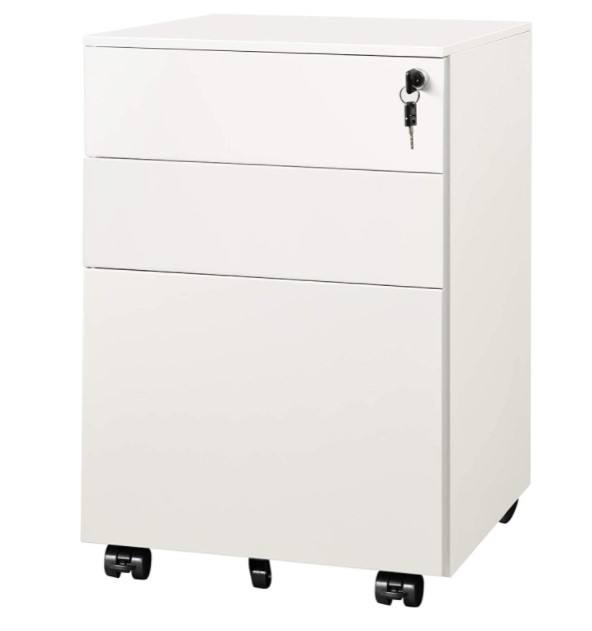Estrutura knock-down Office Metal Metal 3 gaveta Armazenamento Armazenamento 3 gavetas Aço de pedestal móvel