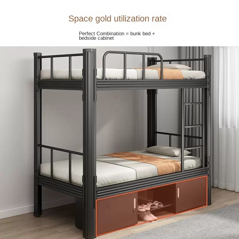 Cama de solteiro de metal de design inocional para dormitório do aluno