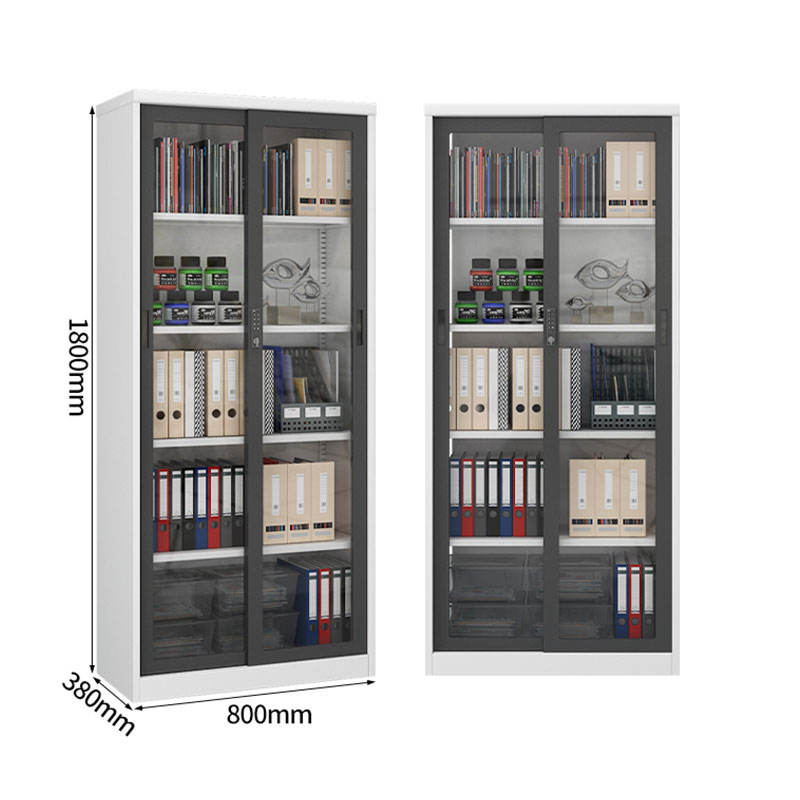 Fabricação 1800*800*400 Slide Porta de vidro Livro de armazenamento de aço de prateleira de metal de vidro de vidro