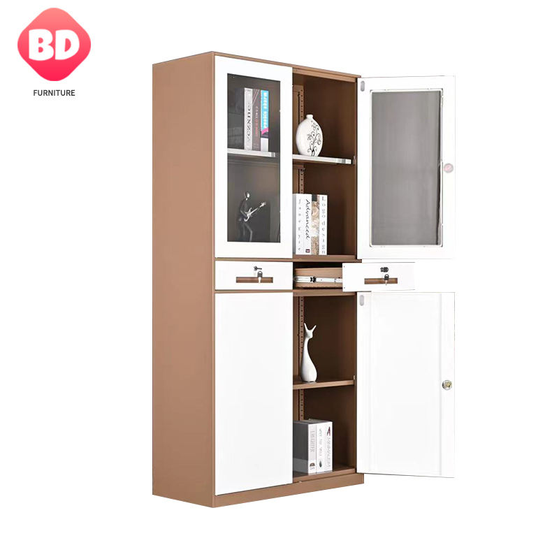 Gabinete de armazenamento de arquivamento de aço de 4 portas com 2 gavetas, arquivamento de armário de armazenamento de aço