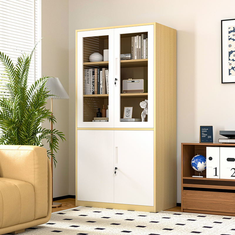China Factory Vertical Metal Storage Wood Grãe portas de vidro de gabinetes grandes armários de arquivamento para escritório de hospitais