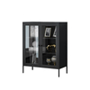 Volume de vendas de alto volume personalizado de portas de vidro duplo personalizado Armário de vinho de armazenamento de cozinha armário de metal