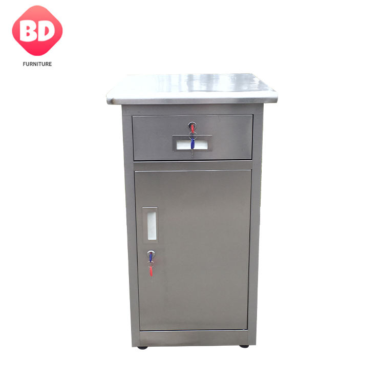 Gabinete de cabeceira de aço inoxidável para casa de gaveta de móveis médicos e hospicamente, gabinete de cabeceira do paciente com fechadura com fechadura