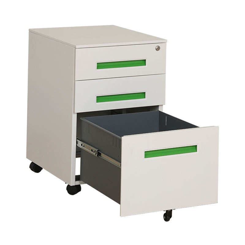 Gabinete de pedestal móvel de armazenamento de metal à prova de fogo de 3 gavetas vertical com e rodas com rodas e rodas