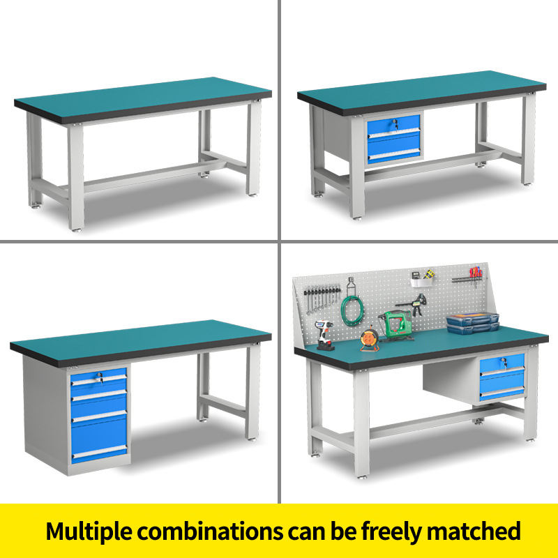 Metal Steel Workbench com 2 gavetas e luz, bancada de ferramentas antistáticas para laboratório e workshop, montagem personalizada Workbench
