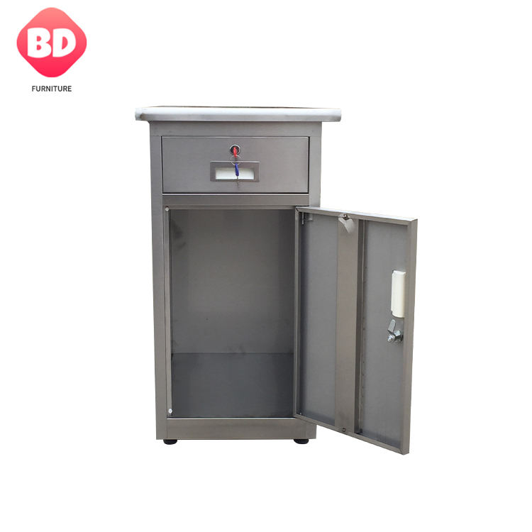 Gabinete de cabeceira de aço inoxidável para casa de gaveta de móveis médicos e hospicamente, gabinete de cabeceira do paciente com fechadura com fechadura