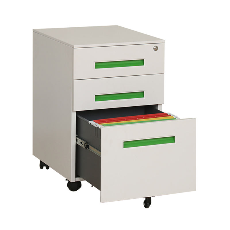 Gabinete de pedestal móvel de armazenamento de metal à prova de fogo de 3 gavetas vertical com e rodas com rodas e rodas