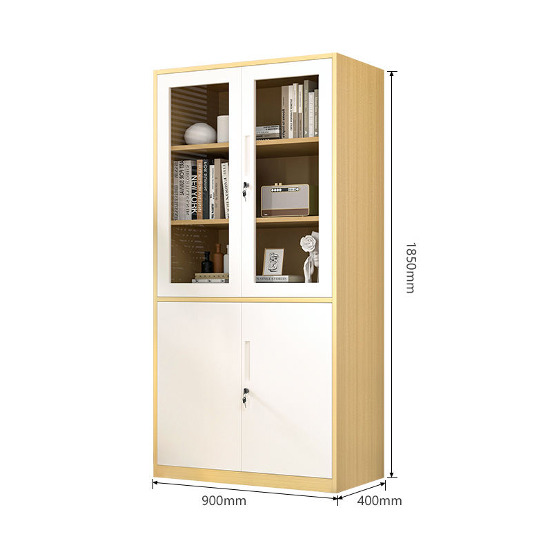 China Factory Vertical Metal Storage Wood Grãe portas de vidro de gabinetes grandes armários de arquivamento para escritório de hospitais