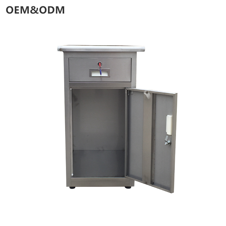 Gabinete de cabeceira de aço inoxidável para casa de gaveta de móveis médicos e hospicamente, gabinete de cabeceira do paciente com fechadura com fechadura