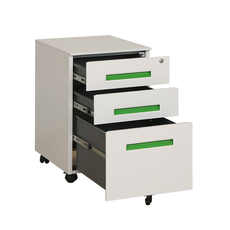 Gabinete de pedestal móvel de armazenamento de metal à prova de fogo de 3 gavetas vertical com e rodas com rodas e rodas
